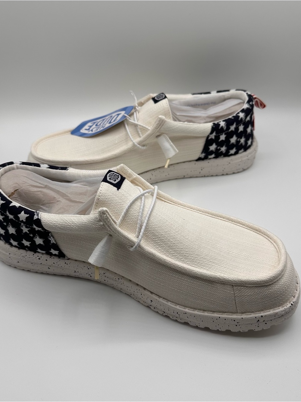 Hey Dude Men's Wally Funk Americana Stars Size 12 White/Navy Blazer Shoes 2025 - Picture 3 of 8